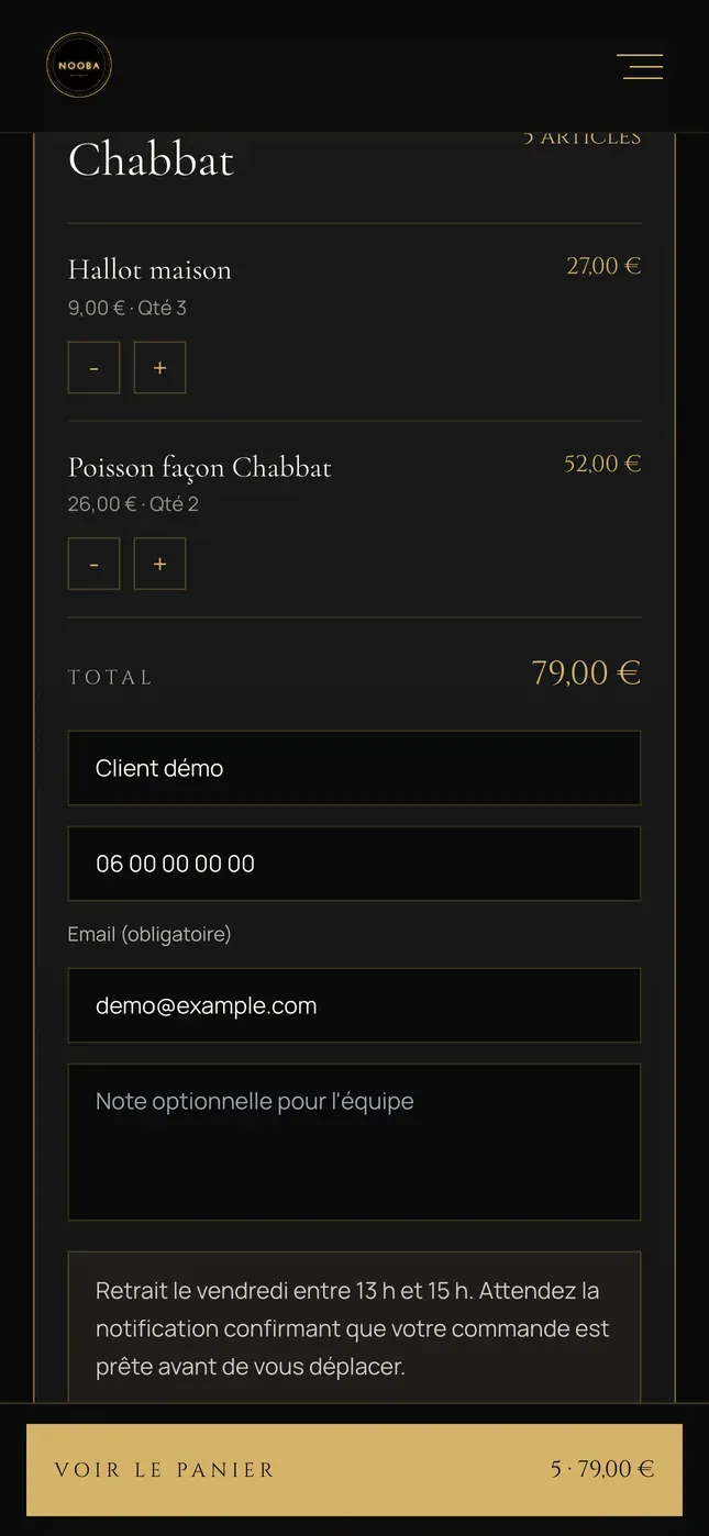 Panier et paiement sur mobile.